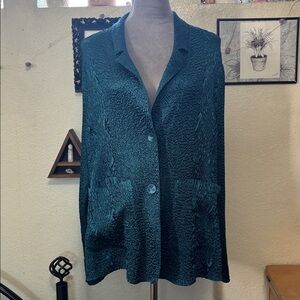 Chico's Dark Teal Textured Button up sweater - kimono
